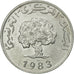 Coin, Tunisia, 5 Millim, 1983, Paris, EF(40-45), Aluminum, KM:282