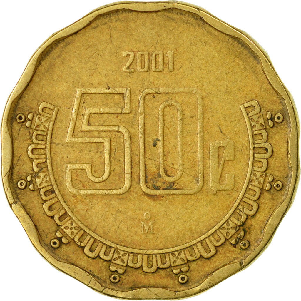 Moneta, Messico, 50 Centavos, 2001, Mexico City, MB+, Alluminio-bronzo, KM:549