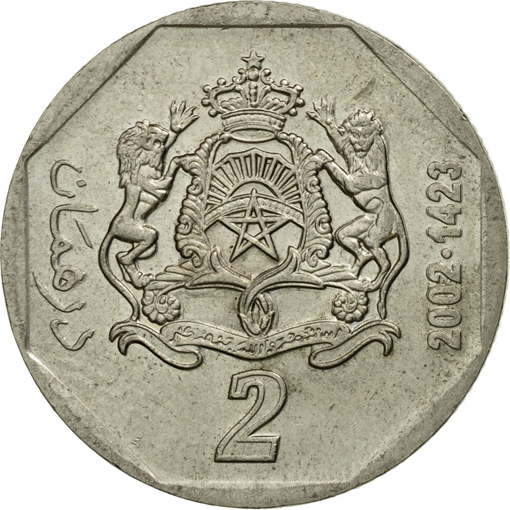 Coin, Morocco, Mohammed VI, 2 Dirhams, 2002/AH1423, Paris, EF(40-45)