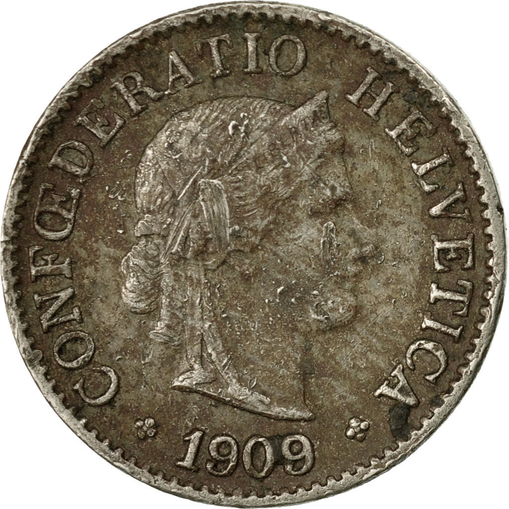 Moneta, Svizzera, 5 Rappen, 1909, Bern, B+, Rame-nichel, KM:26