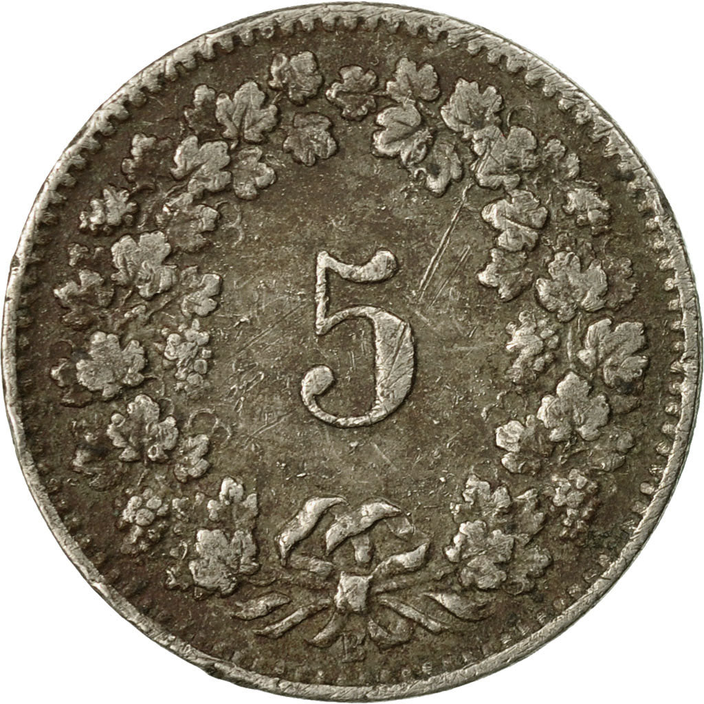 Moneta, Svizzera, 5 Rappen, 1909, Bern, B+, Rame-nichel, KM:26