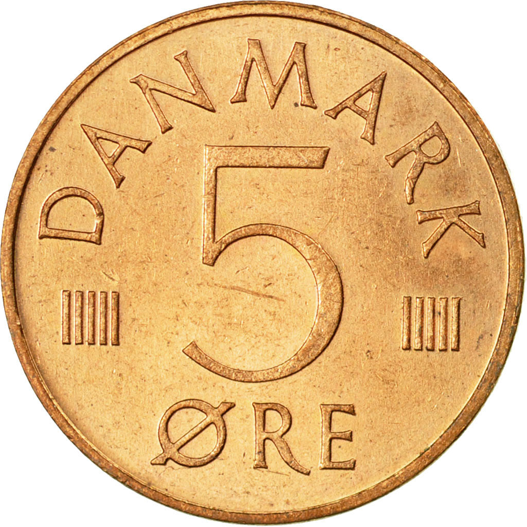 Moneta, Danimarca, Margrethe II, 5 Öre, 1973, Copenhagen, SPL-, Ferro placcato