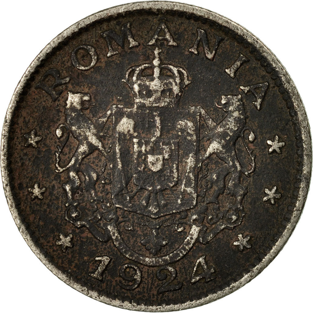 Monnaie, Roumanie, Ferdinand I, Leu, 1924, B+, Copper-nickel, KM:46