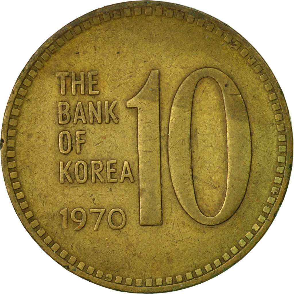 Coin, KOREA-SOUTH, 10 Won, 1970, VF(30-35), Bronze, KM:6