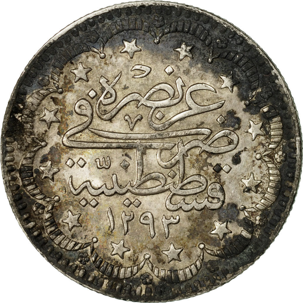 Coin, Turkey, Abdul Hamid II, 5 Kurush, 1906/AH1293, Qustantiniyah, EF(40-45)