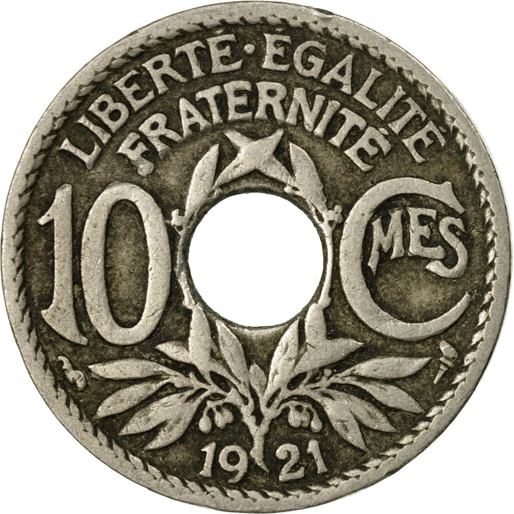 Munten, Frankrijk, Lindauer, 10 Centimes, 1921, Paris, FR, Copper-nickel
