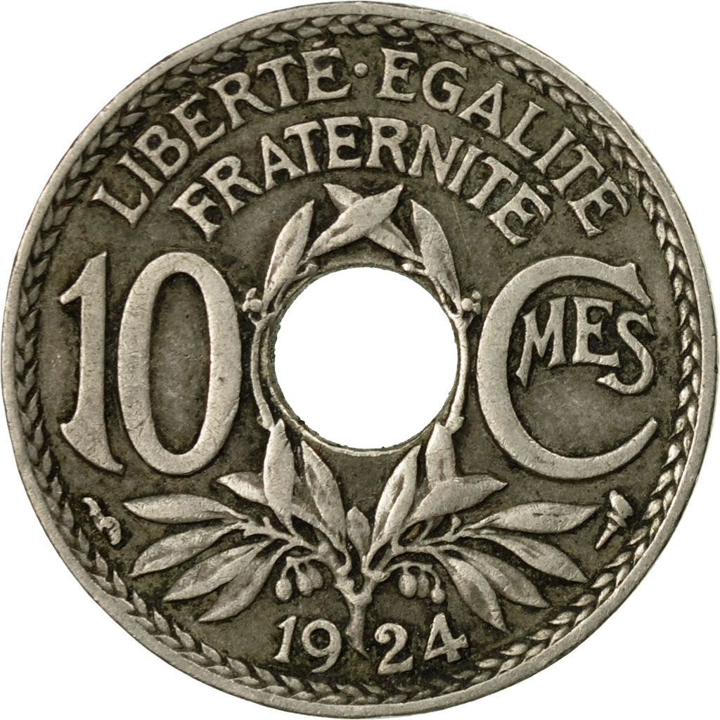 Moneta, Francia, Lindauer, 10 Centimes, 1924, Paris, MB, Rame-nichel, KM:866a