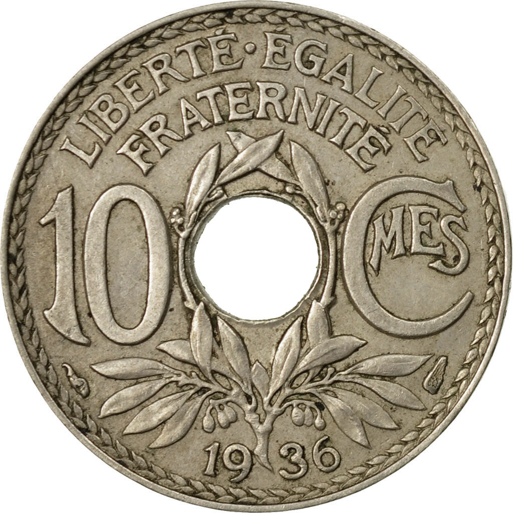 Moneta, Francja, Lindauer, 10 Centimes, 1939, Paris, VF(30-35), Nikiel-Brąz