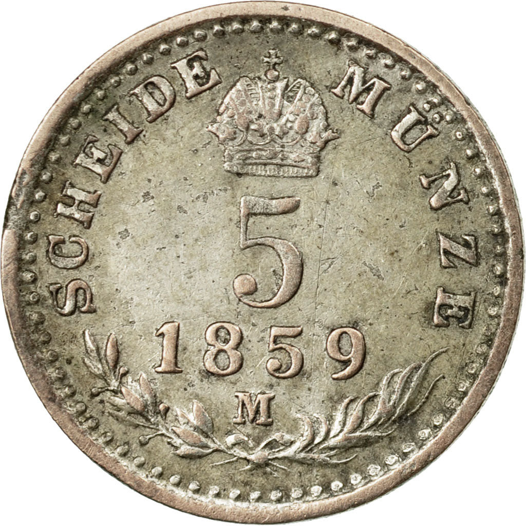 Moneta, Austria, Franz Joseph I, 5 Kreuzer, 1859, MB+, Argento, KM:2197