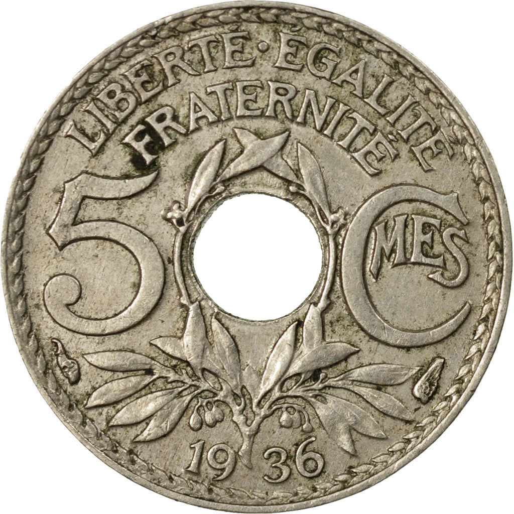 Münze, Frankreich, Lindauer, 5 Centimes, 1936, Paris, S+, Copper-nickel