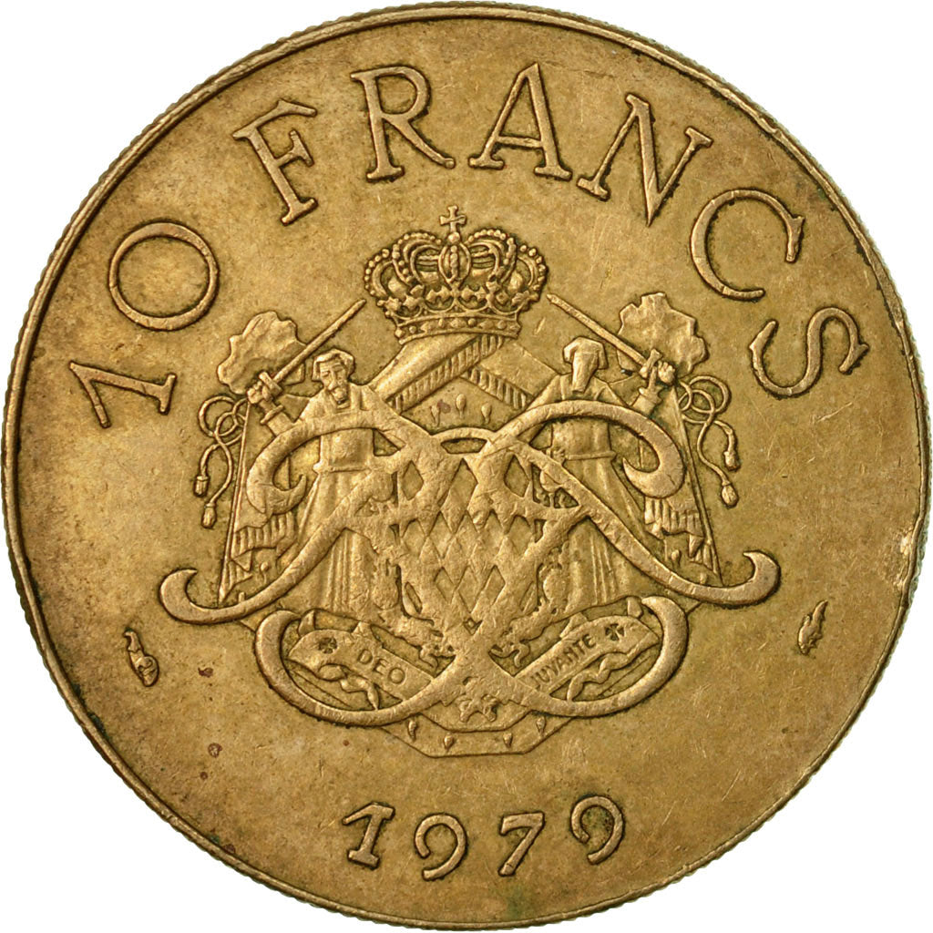 Moneda, Mónaco, Rainier III, 10 Francs, 1979, BC+, Cobre - níquel - aluminio