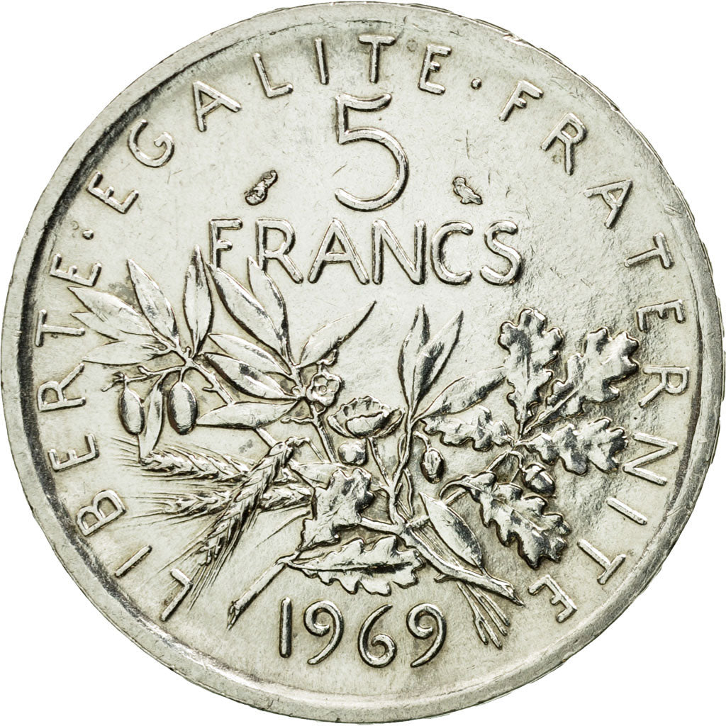 Coin, France, Semeuse, 5 Francs, 1969, Paris, MS(60-62), Silver, KM:926, Le