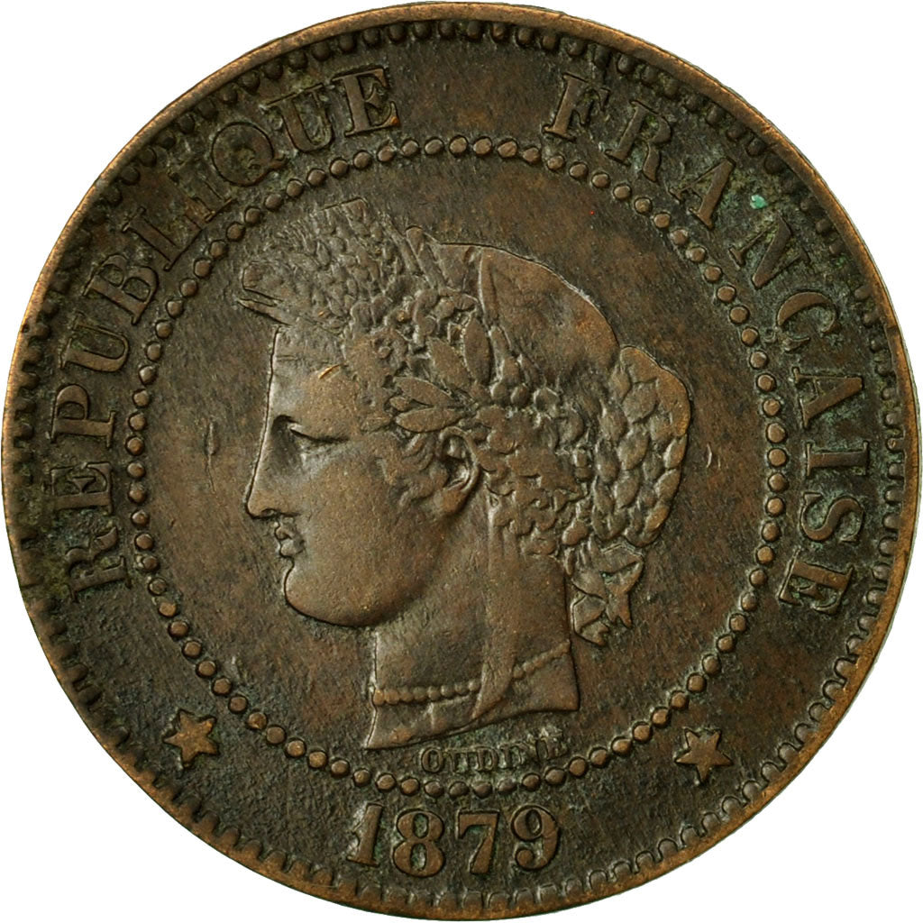 Moneda, Francia, Cérès, 2 Centimes, 1879, Paris, MBC, Bronce, KM:827.1, Le