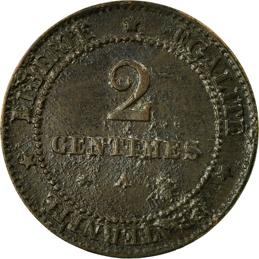 Moneda, Francia, Cérès, 2 Centimes, 1879, Paris, MBC, Bronce, KM:827.1, Le