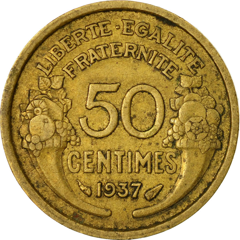 Coin, France, Morlon, 50 Centimes, 1937, Paris, VF(20-25), Aluminum-Bronze