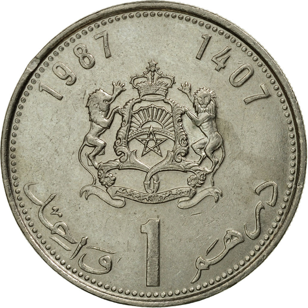 Moneda, Marruecos, al-Hassan II, Dirham, 1987/AH1407, Paris, MBC+, Cobre -