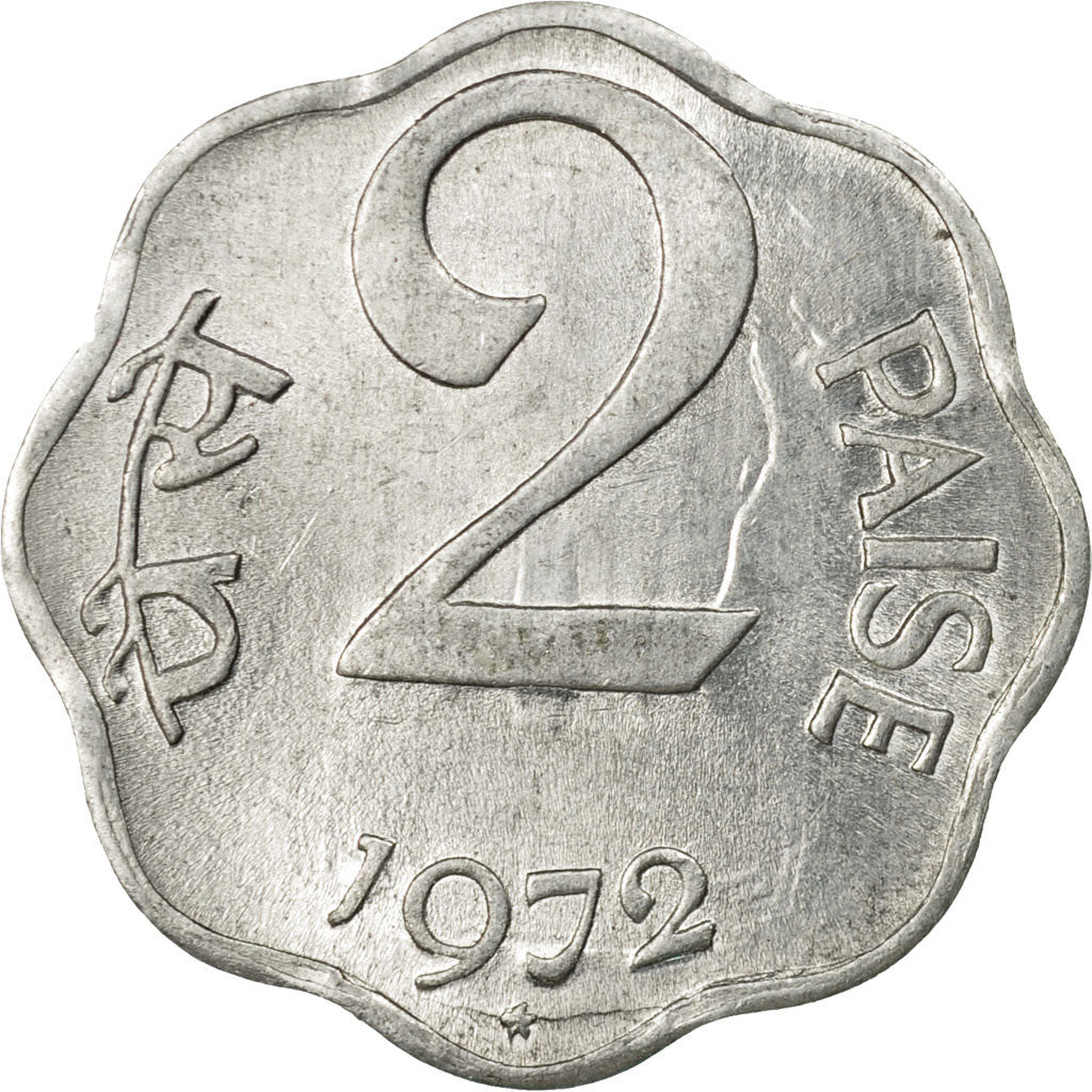 Coin, INDIA-REPUBLIC, 2 Paise, 1972, AU(55-58), Aluminum, KM:13.6