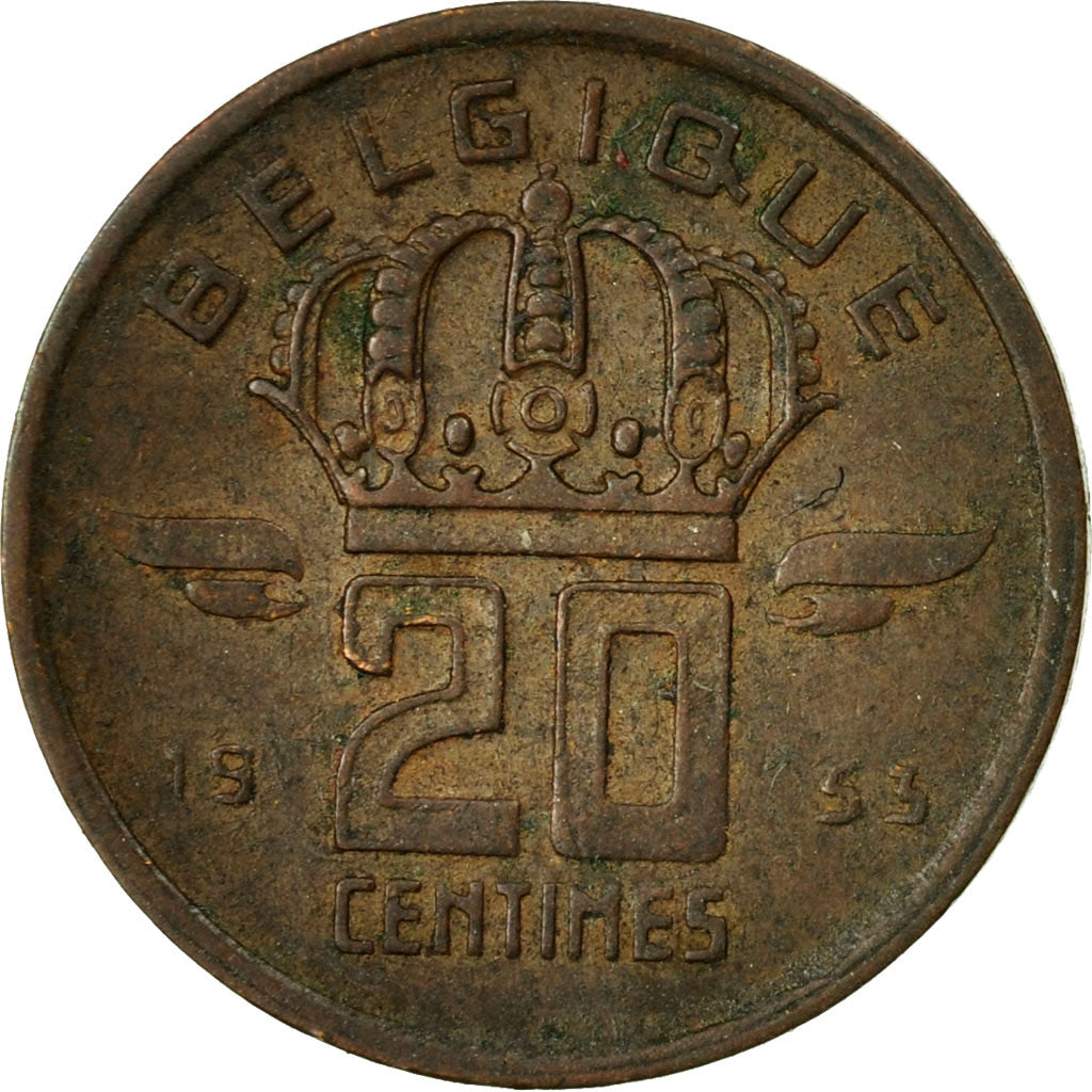 Coin, Belgium, 20 Centimes, 1953, EF(40-45), Bronze, KM:146
