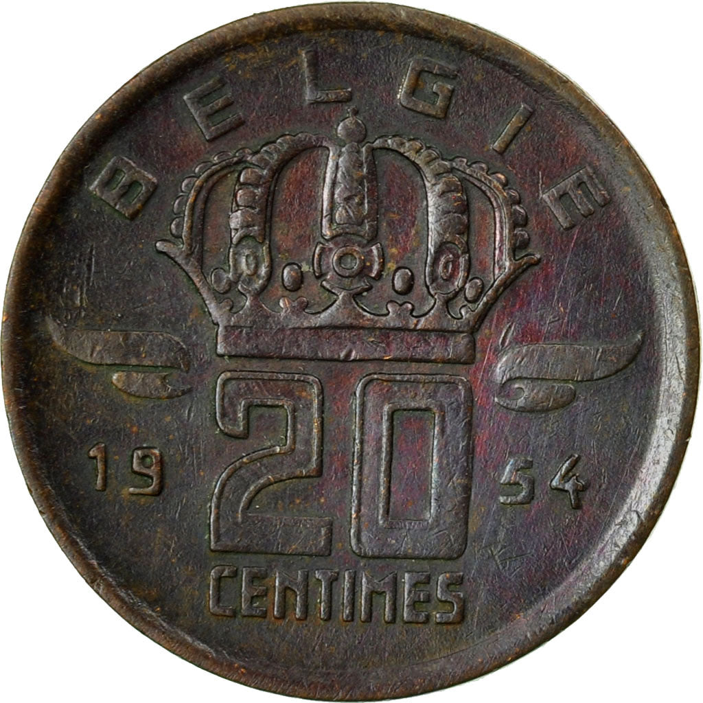 Coin, Belgium, 20 Centimes, 1954, MS(60-62), Bronze, KM:147.1
