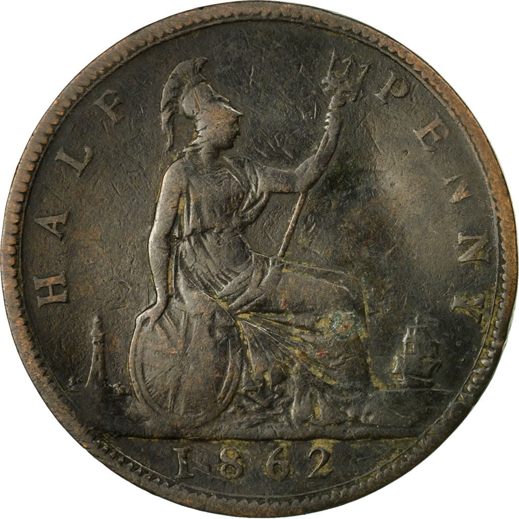 Coin, Great Britain, Victoria, 1/2 Penny, 1862, VF(20-25), Bronze, KM:748.2