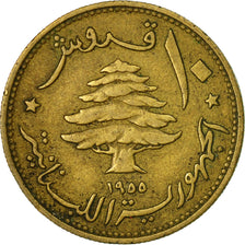 Coin, Lebanon, 10 Piastres, 1955, Paris, EF(40-45), Aluminum-Bronze, KM:23