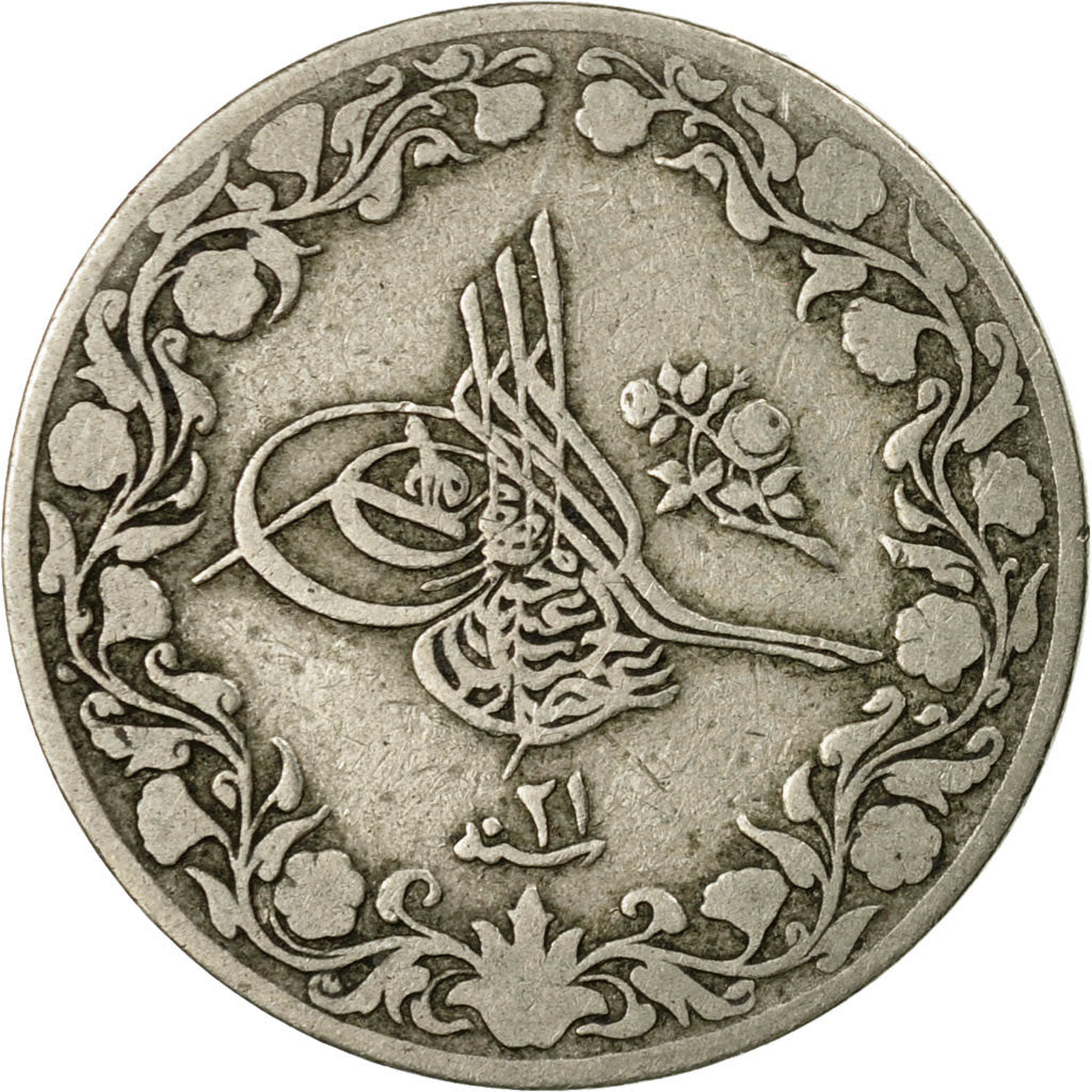 Monnaie, Égypte, Abdul Hamid II, 5/10 Qirsh, 1906/AH1293, Misr, TTB