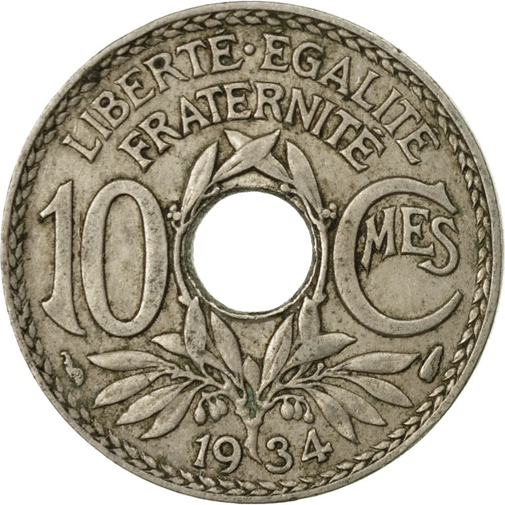Moneta, Francia, Lindauer, 10 Centimes, 1934, Paris, MB+, Rame-nichel, KM:866a