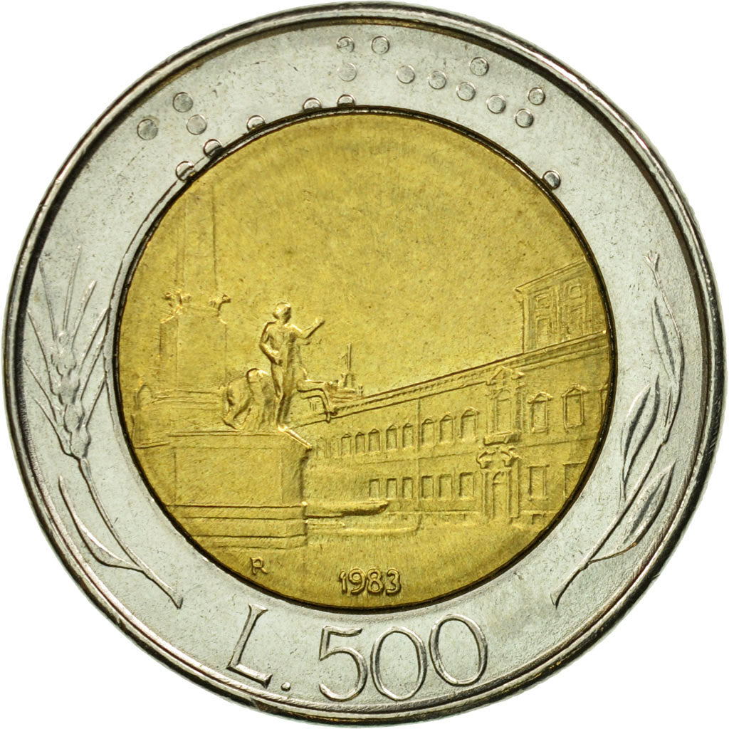 Coin, Italy, 500 Lire, 1983, Rome, AU(55-58), Bi-Metallic, KM:111