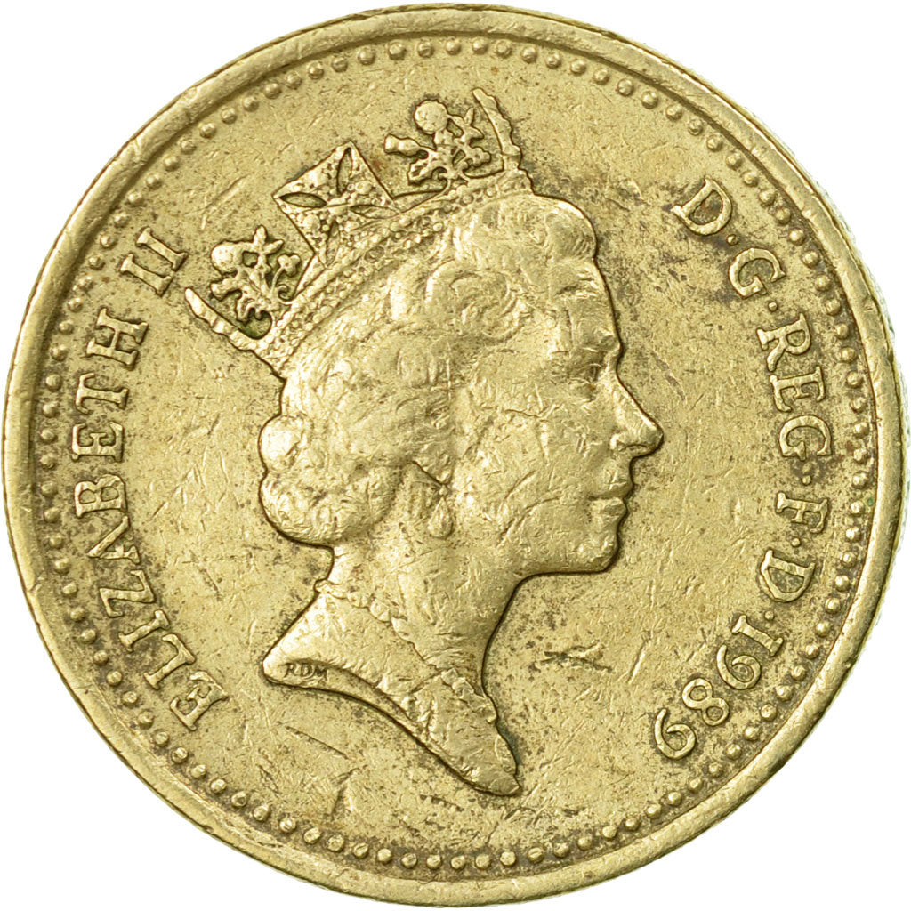 Coin, Great Britain, Elizabeth II, Pound, 1989, VF(20-25), Nickel-brass, KM:959