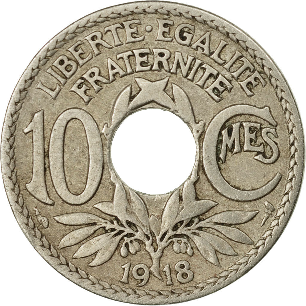 Munten, Frankrijk, Lindauer, 10 Centimes, 1918, Paris, FR+, Copper-nickel