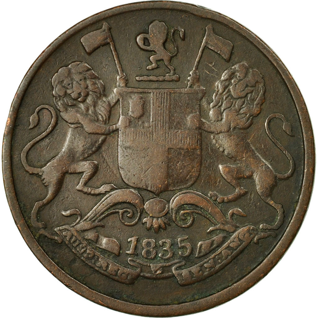 Coin, INDIA-BRITISH, 1/4 Anna, 1835, EF(40-45), Copper, KM:446.1