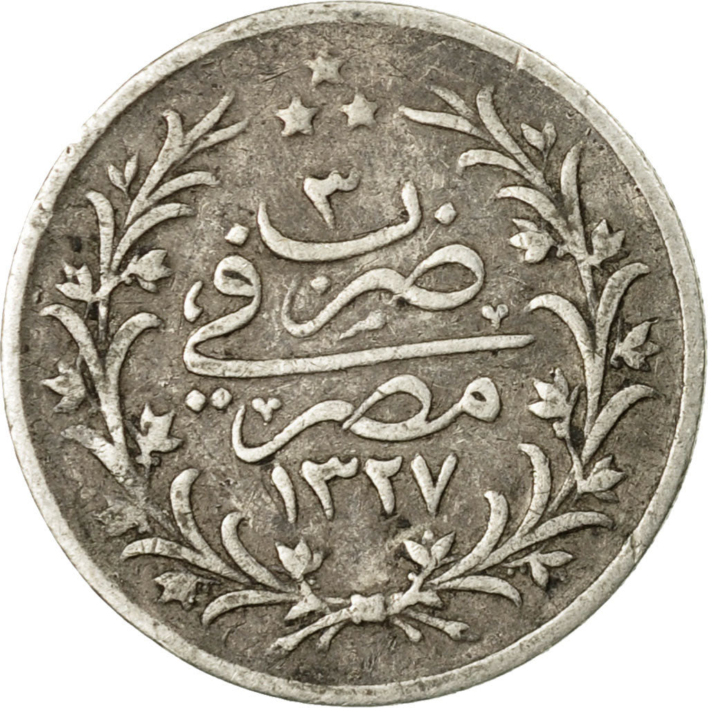 Coin, Egypt, Muhammad V, Qirsh, 1911/AH1327, Misr, EF(40-45), Silver, KM:305