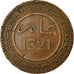 Coin, Morocco, 'Abd al-Aziz, 10 Mazunas, 1903/AH1321, EF(40-45), Bronze, KM:17.1