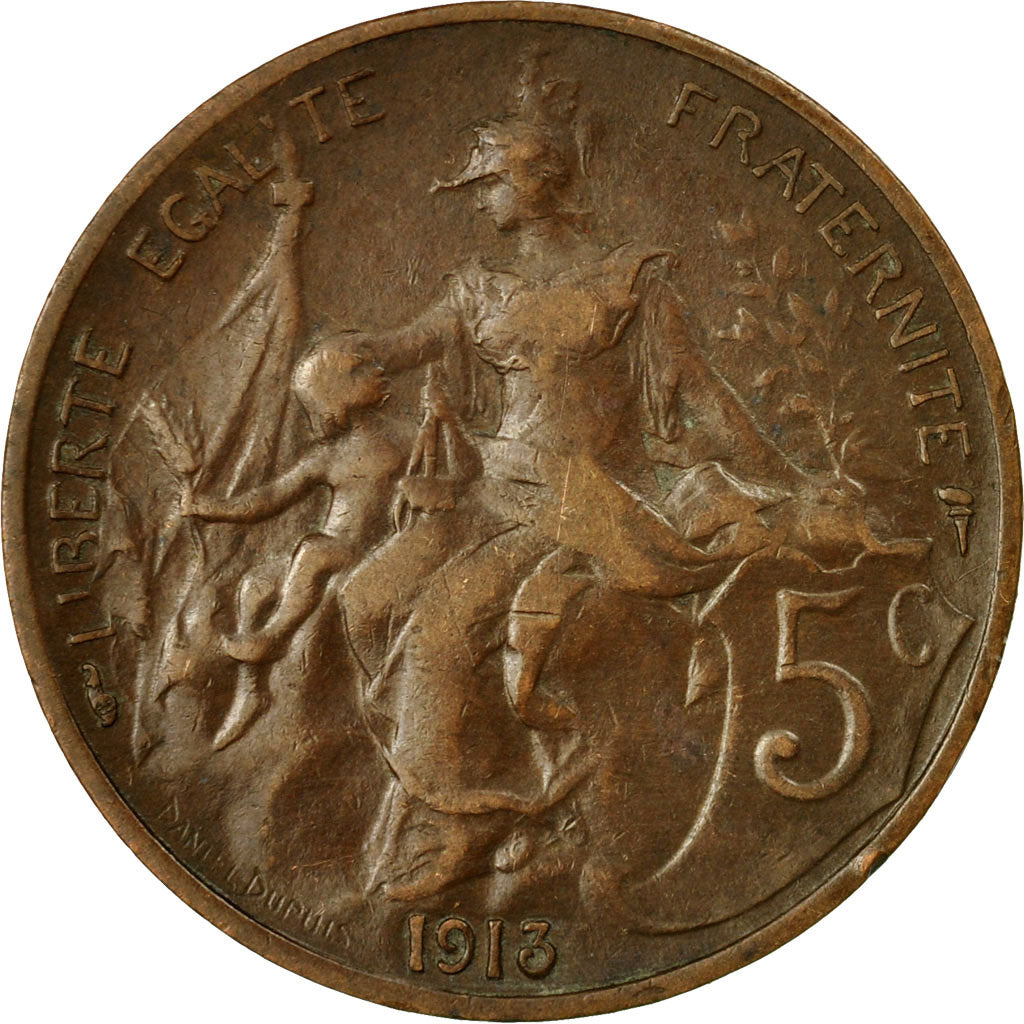 Coin, France, Dupuis, 5 Centimes, 1913, Paris, EF(40-45), Bronze, KM:842, Le