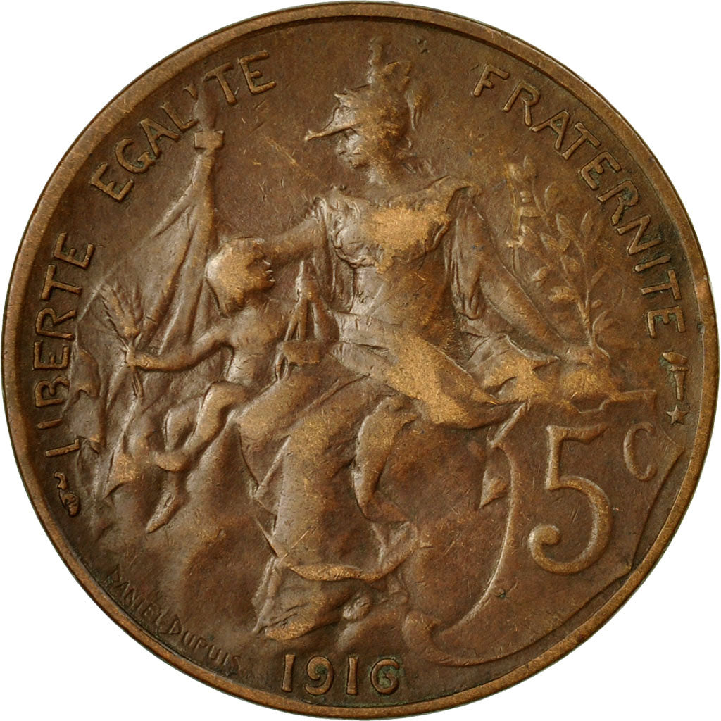 Coin, France, Dupuis, 5 Centimes, 1916, Paris, VF(20-25), Bronze, KM:842, Le