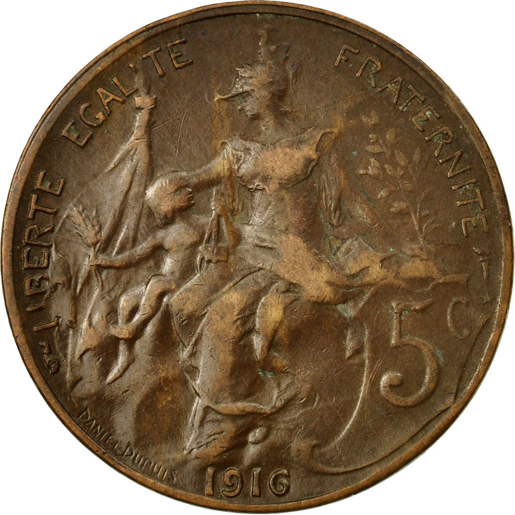 Moneda, Francia, Dupuis, 5 Centimes, 1916, Paris, BC+, Bronce, KM:842, Le