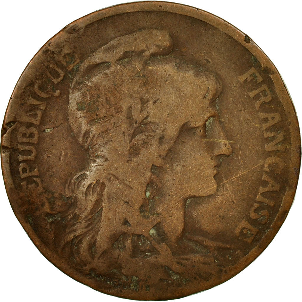 Moneta, Francja, Dupuis, 5 Centimes, 1908, Paris, VG(8-10), Bronze, KM:842, Le