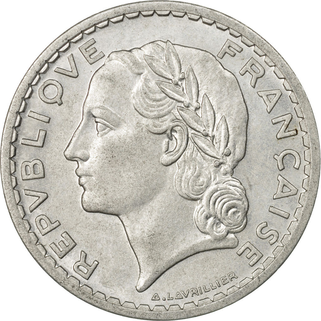 Moneta, Francia, Lavrillier, 5 Francs, 1946, Beaumont - Le Roger, SPL-