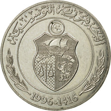 Coin, Tunisia, Dinar, 1996, Paris, EF(40-45), Copper-nickel, KM:347