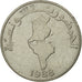 Coin, Tunisia, 1/2 Dinar, 1988, Paris, EF(40-45), Copper-nickel, KM:318
