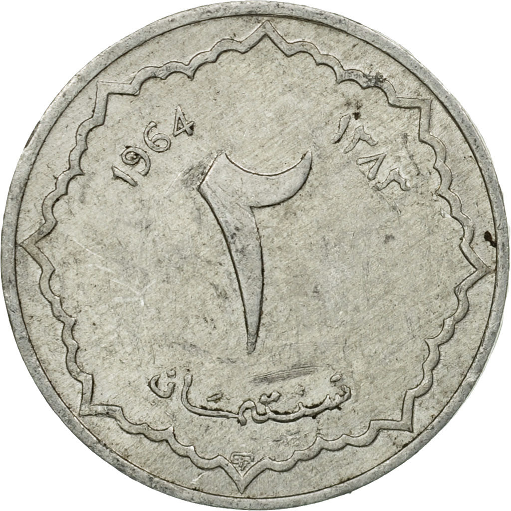 Münze, Algeria, 2 Centimes, 1964/AH1383, Paris, S, Aluminium, KM:95