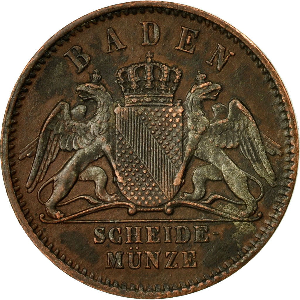 Münze, Deutsch Staaten, BADEN, Friedrich I, 1/2 Kreuzer, 1864, SS, Kupfer