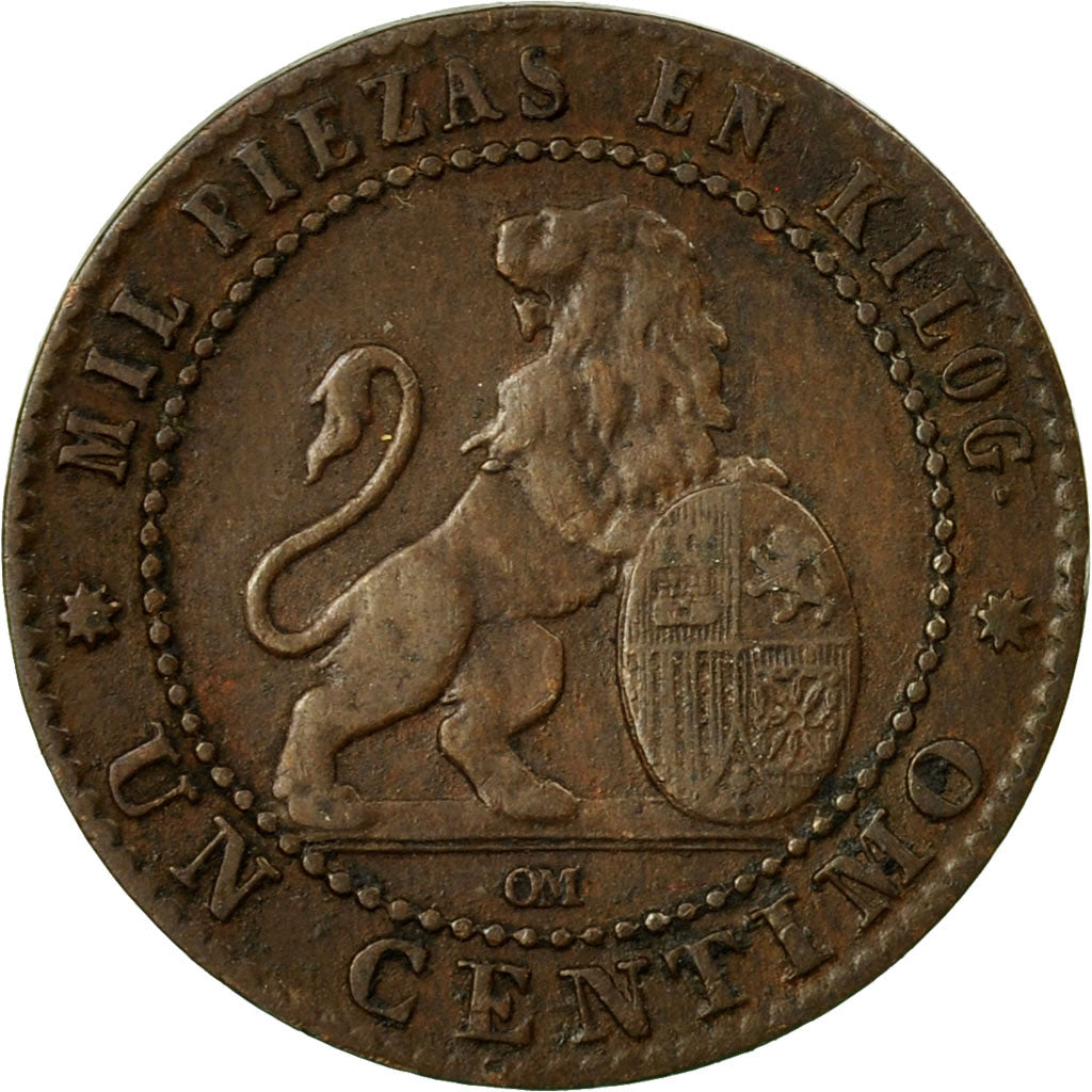 Coin, Spain, Provisional Government, Centimo, 1870, Madrid, EF(40-45), Copper