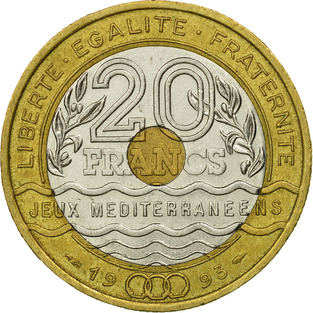 Coin, France, Jeux Méditerranéens, 20 Francs, 1993, Paris, VF(30-35)