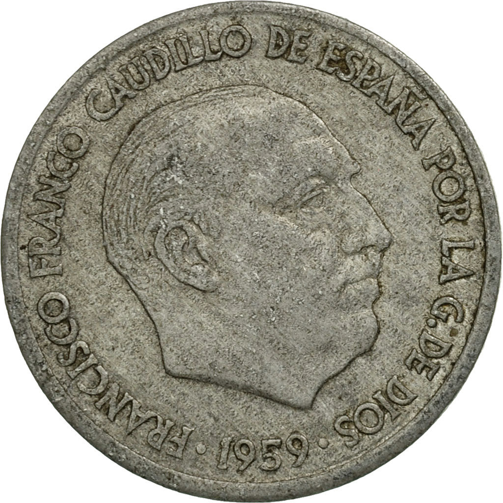 Coin, Spain, Francisco Franco, caudillo, 10 Centimos, 1959, F(12-15), Aluminum