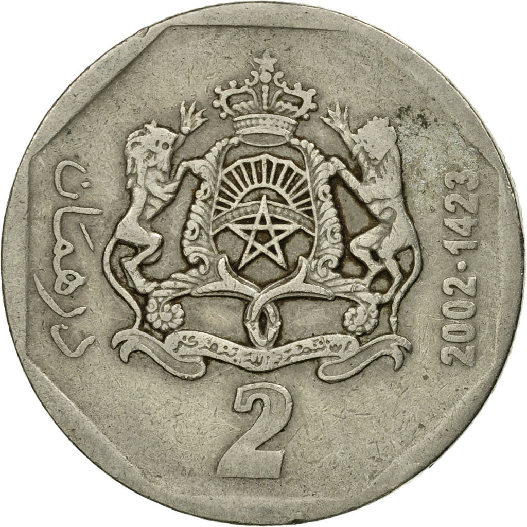 Coin, Morocco, Mohammed VI, 2 Dirhams, 2002/AH1423, Paris, VF(20-25)