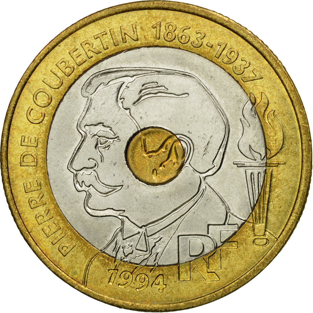 Monnaie, France, Pierre de Coubertin, 20 Francs, 1994, Paris, SUP, Tri-Metallic
