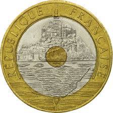 Coin, France, Mont Saint Michel, 20 Francs, 1992, Paris, AU(50-53)