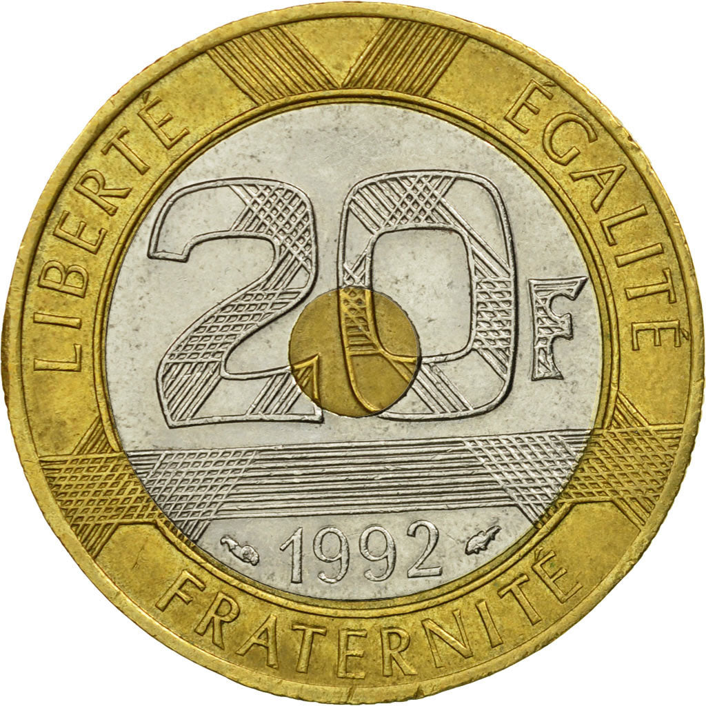 Coin, France, Mont Saint Michel, 20 Francs, 1992, Paris, AU(50-53)