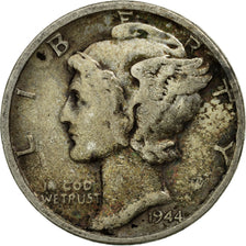 Coin, United States, Mercury Dime, Dime, 1944, U.S. Mint, Philadelphia